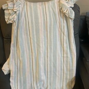 Striped Ruffle Sleeve Top